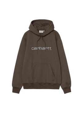 Felpa Carhartt con logo e cappuccio marrone per uomo