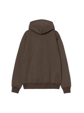Felpa Carhartt con logo e cappuccio marrone per uomo