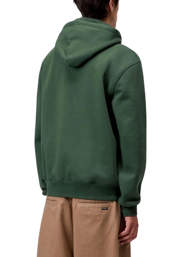 Felpa Carhartt con logo e cappuccio verde per uomo