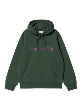 Felpa Carhartt con logo e cappuccio verde per uomo