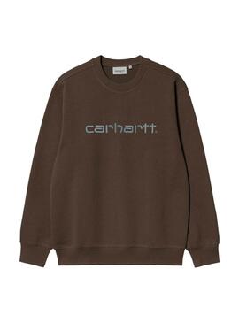 Felpa Carhartt con logo ricamato marrone per uomo