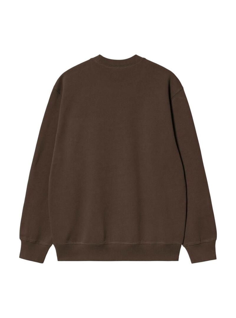 Felpa Carhartt con logo ricamato marrone per uomo