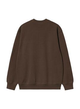 Felpa Carhartt con logo ricamato marrone per uomo