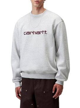 Felpa Carhartt con marchio ricamato grigio per uomo