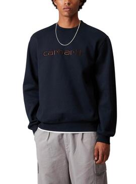 Felpa Carhartt con marchio ricamato blu scuro per uomo