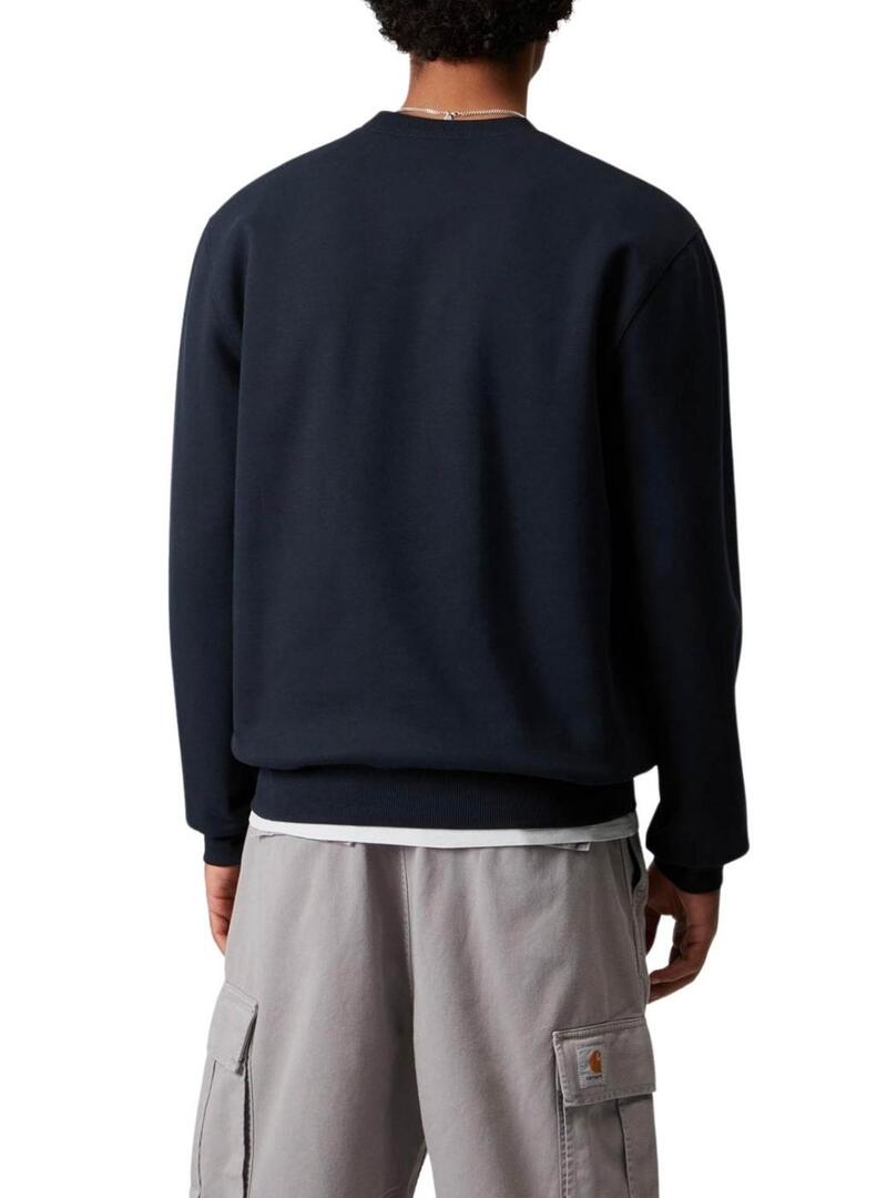 Felpa Carhartt con marchio ricamato blu scuro per uomo