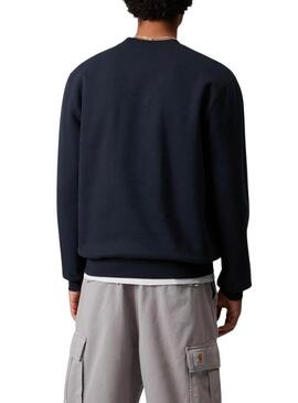 Felpa Carhartt con marchio ricamato blu scuro per uomo
