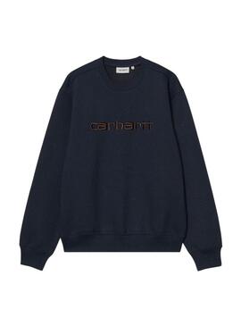 Felpa Carhartt con marchio ricamato blu scuro per uomo