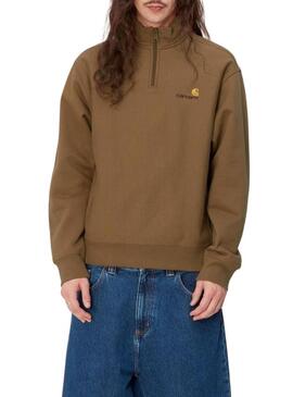 Felpa Carhartt Half Zip marrone per uomo.