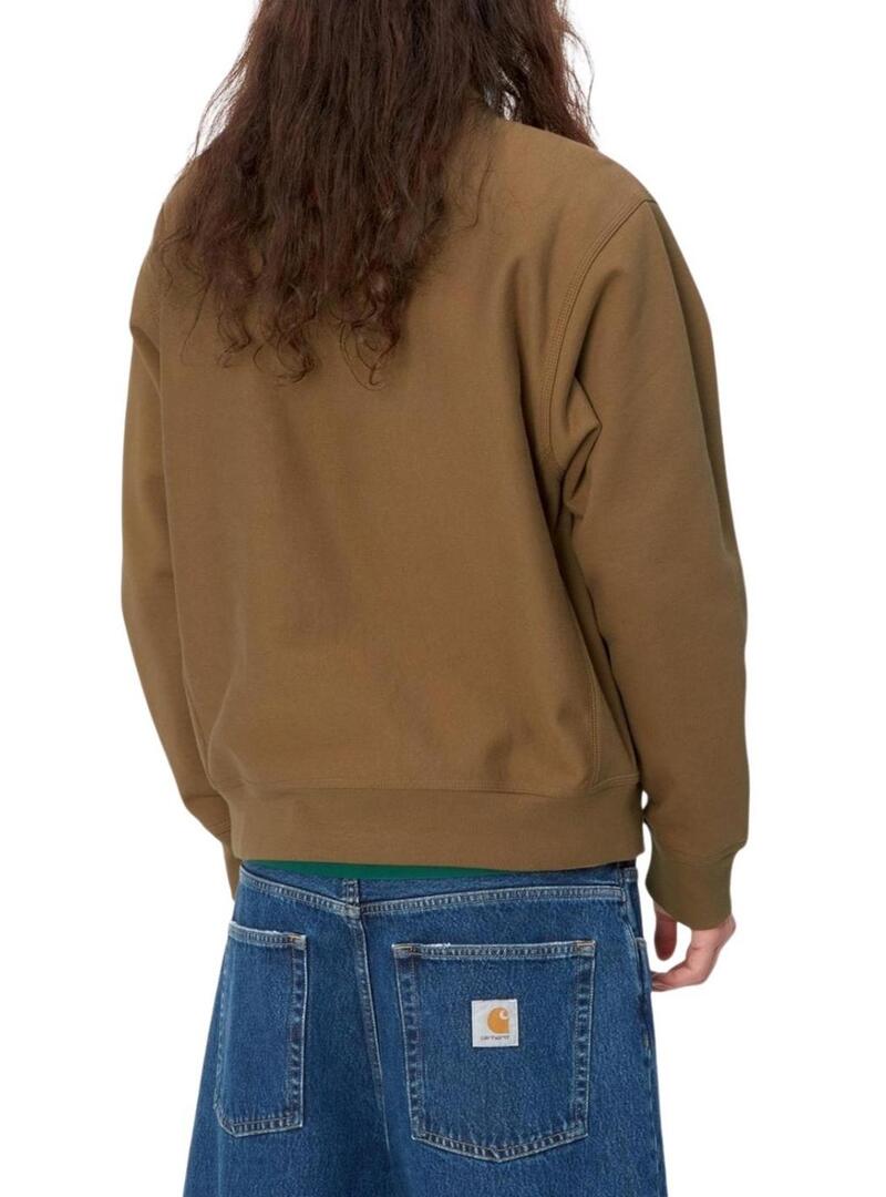 Felpa Carhartt Half Zip marrone per uomo.