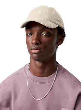 Cappello Carhartt Harlem in velluto a coste beige per uomo e donna