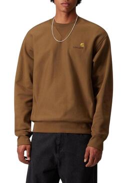 Felpa Carhartt American Script marrone per uomo