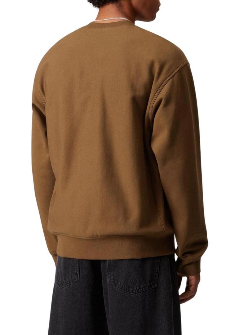 Felpa Carhartt American Script marrone per uomo