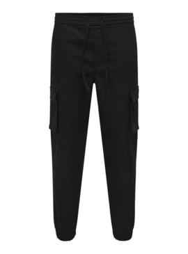 Pantaloni Only and Sons Garda neri per uomo.