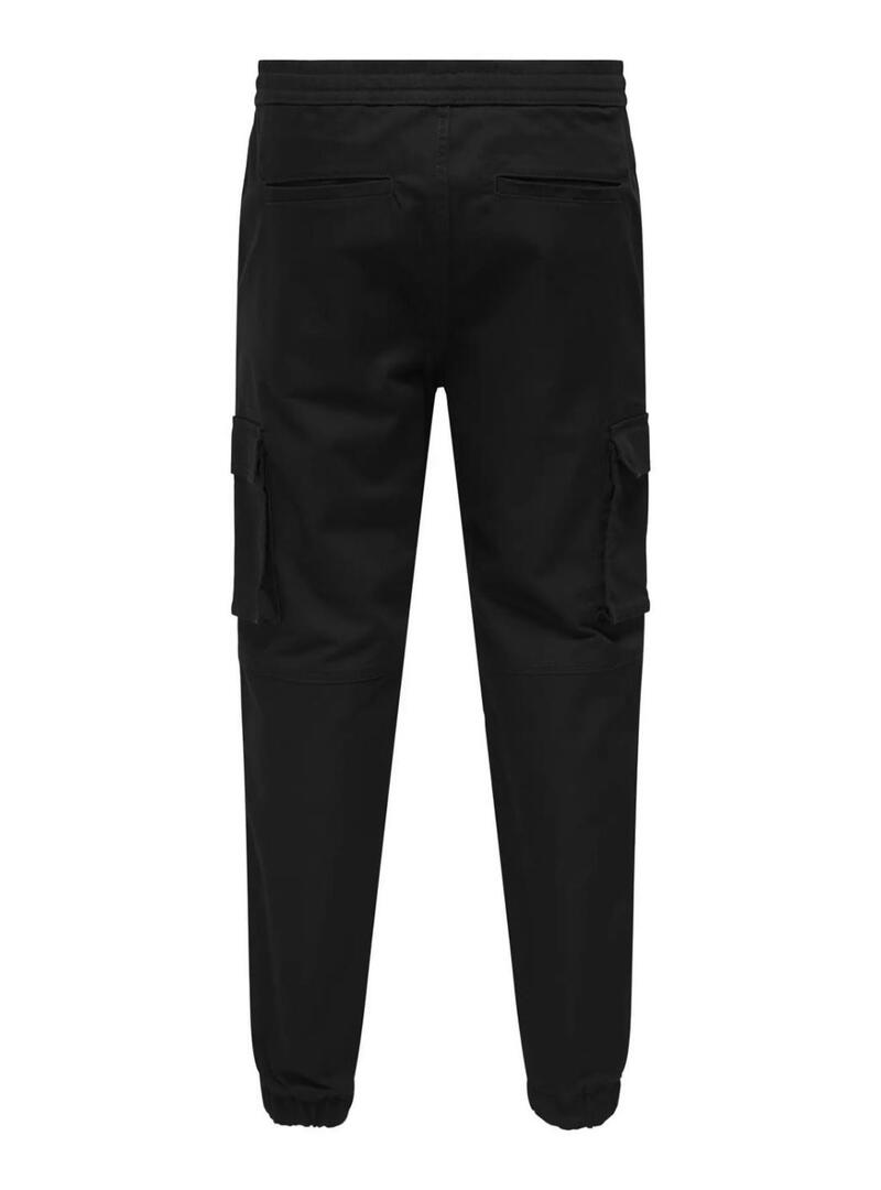Pantaloni Only and Sons Garda neri per uomo.