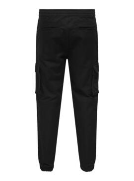 Pantaloni Only and Sons Garda neri per uomo.