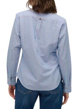 Camicia Superdry slim Oxford a righe blu per donna