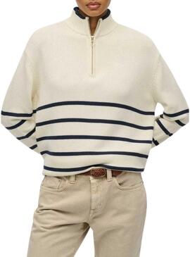 Maglia Superdry con zip beige per donna