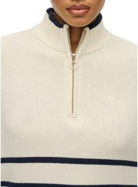 Maglia Superdry con zip beige per donna