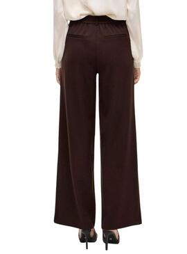 Pantaloni Vila Vivarone marroni per donna.