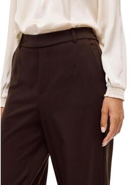 Pantaloni Vila Vivarone marroni per donna.