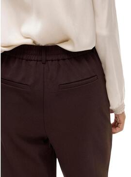 Pantaloni Vila Vivarone marroni per donna.