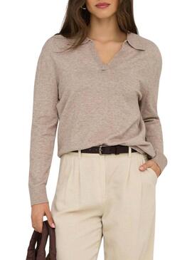 Maglia Only Libi polo beige per donna.