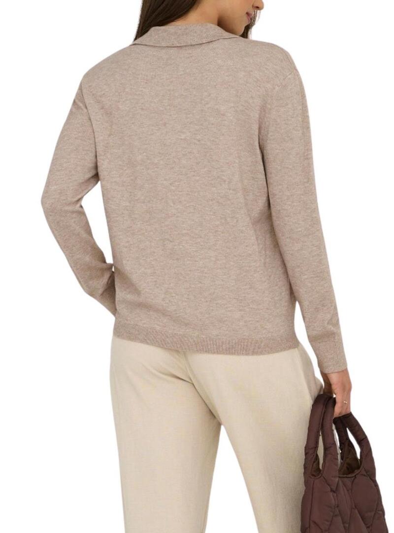 Maglia Only Libi polo beige per donna.