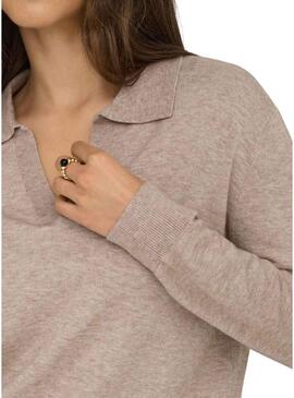 Maglia Only Libi polo beige per donna.
