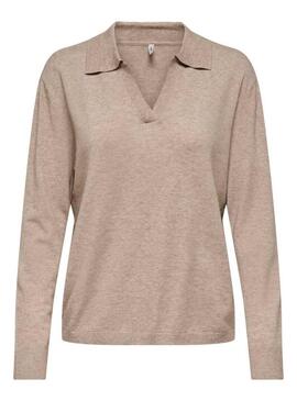 Maglia Only Libi polo beige per donna.