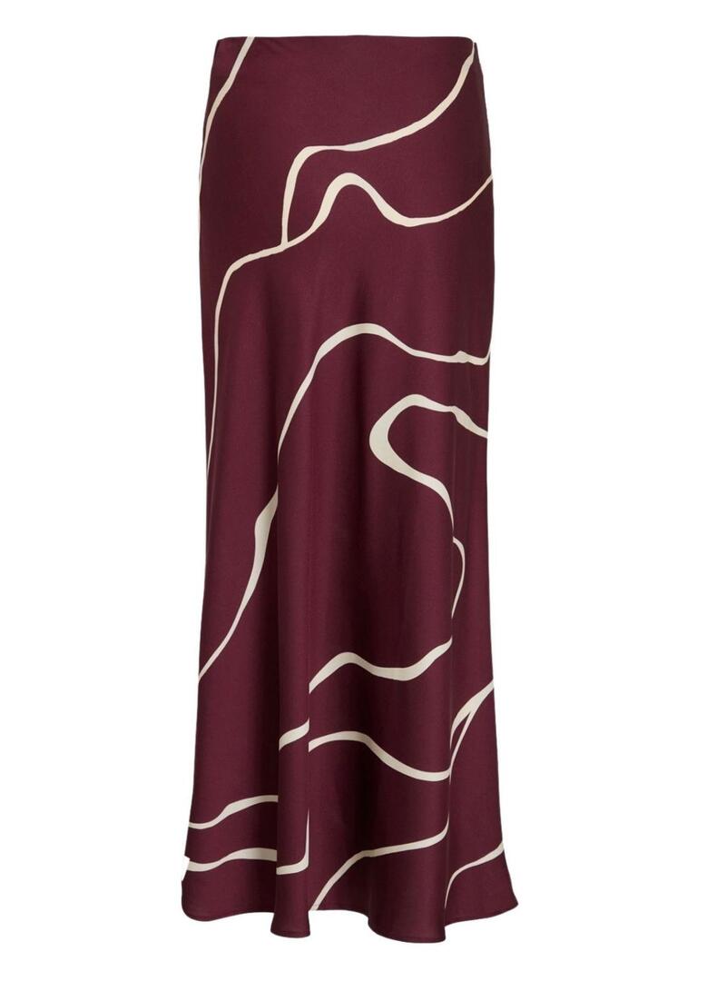 Gonna di satin bordeaux Vila Viellette per donna