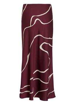 Gonna di satin bordeaux Vila Viellette per donna