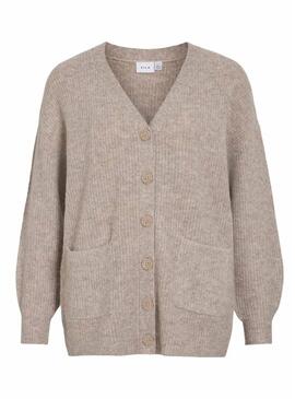 Cardigan Vila Vimindy beige per donna