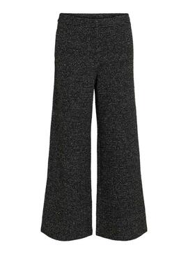 Pantaloni Vila Vimirno boucle neri da donna