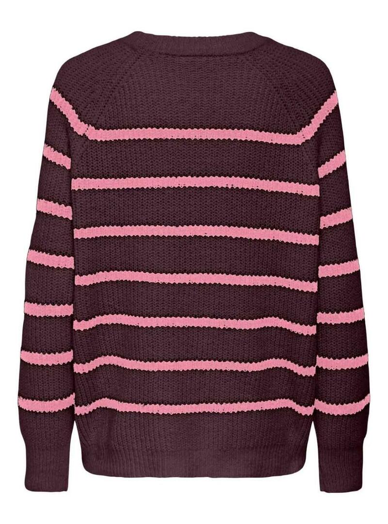 Maglia a righe rosse e blu scuro Only Mally solo per donna.