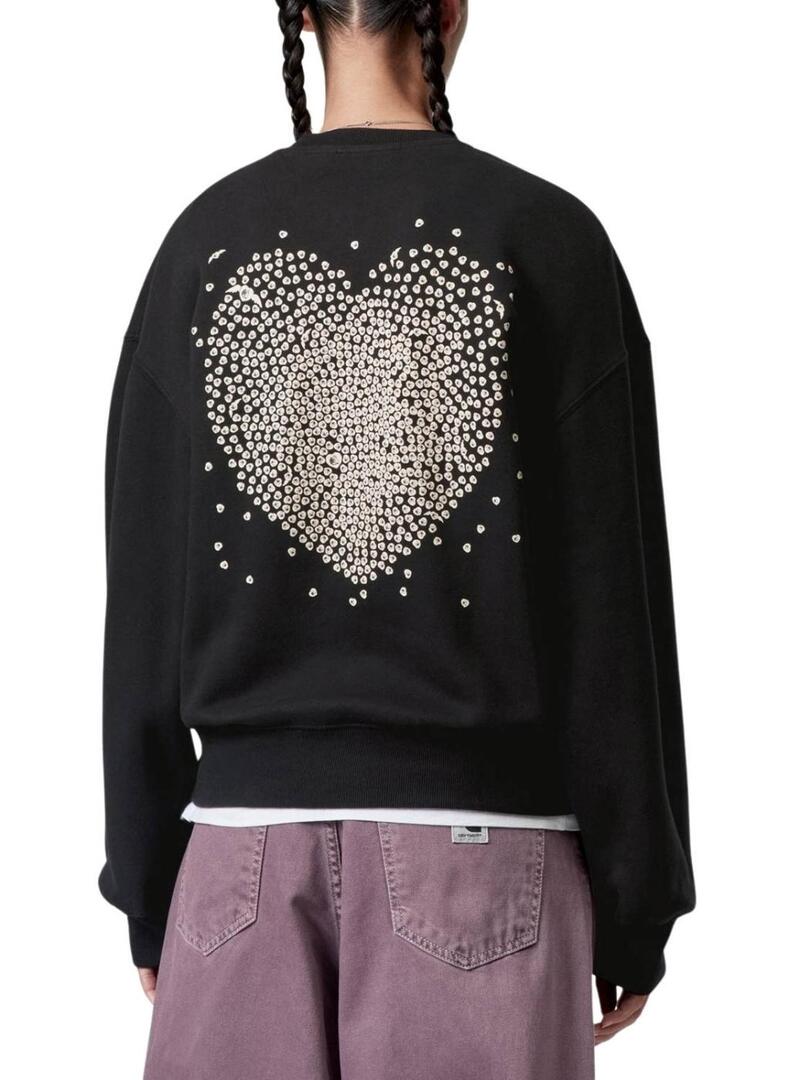 Felpa Carhartt Hearts nera per donna.