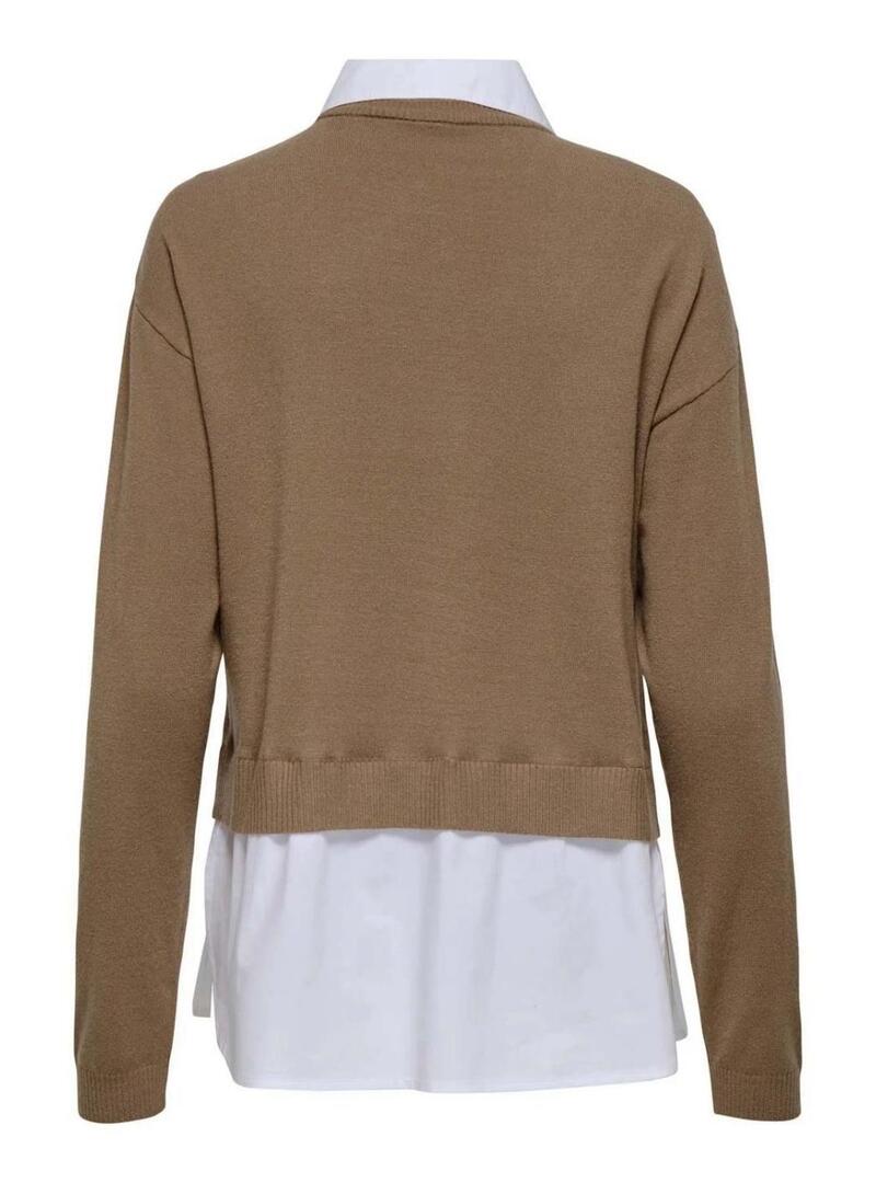 Maglia con camicia Only Payson beige per donna