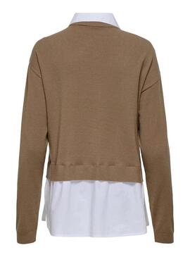 Maglia con camicia Only Payson beige per donna