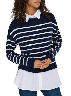 Maglia con camicia Only Payson blu per donna.