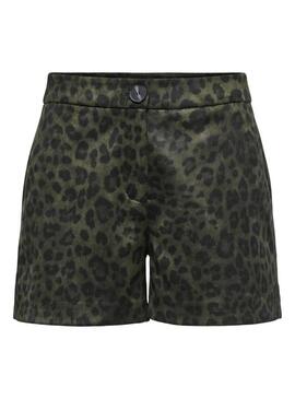 Shorts Only Moon stampa animalier verde per donna
