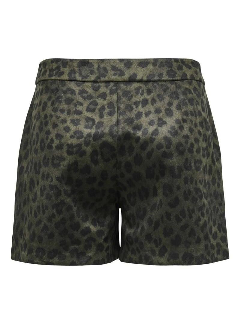 Shorts Only Moon stampa animalier verde per donna