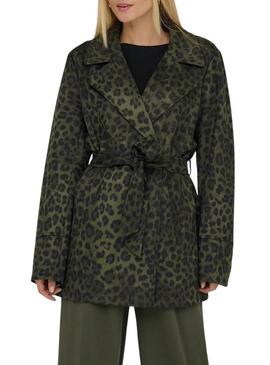 Blazer Only Moon verde animal print per donna