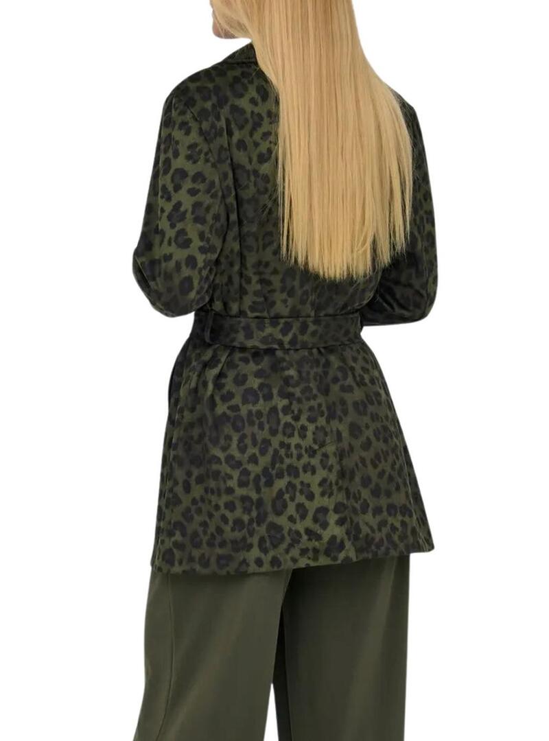 Blazer Only Moon verde animal print per donna