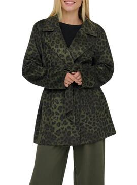 Blazer Only Moon verde animal print per donna