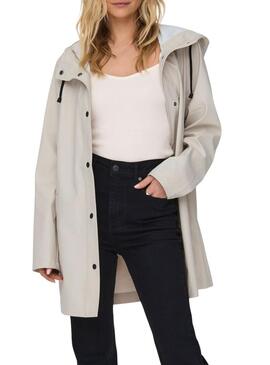 Impermeabile Only Newellen bianco sporco per donna
