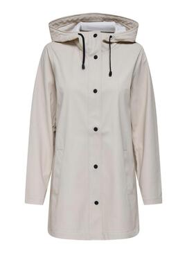 Impermeabile Only Newellen bianco sporco per donna