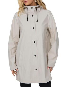 Impermeabile Only Newellen bianco sporco per donna