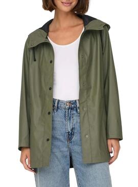 Impermeabile Only Newellen verde per donna