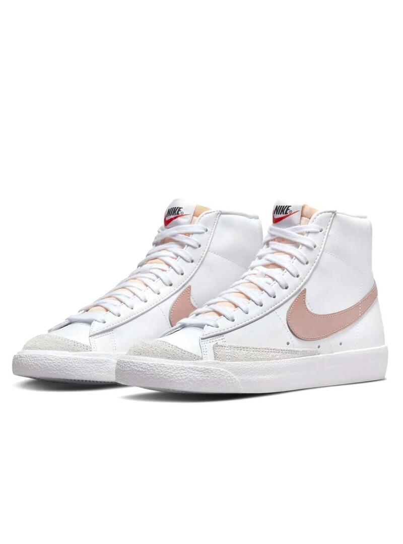 Sneakers Nike Blazer Mid 77 bianche e rosa per donna