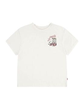 Maglietta Levis Western bianca per bambina